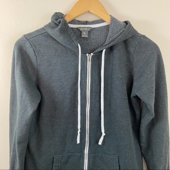 Eddie Bauer Grey Full Zip Drawstring Hoodie Sz S - Picture 2 of 8